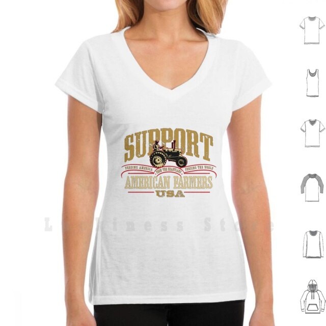 Support American Farmers T Shirt DIY Cotton Big Size S-6xl Farm America Rural Food Harvest